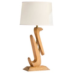 American Designer, Table Lamp, Oak, Brass, Paper, USA, 1950s