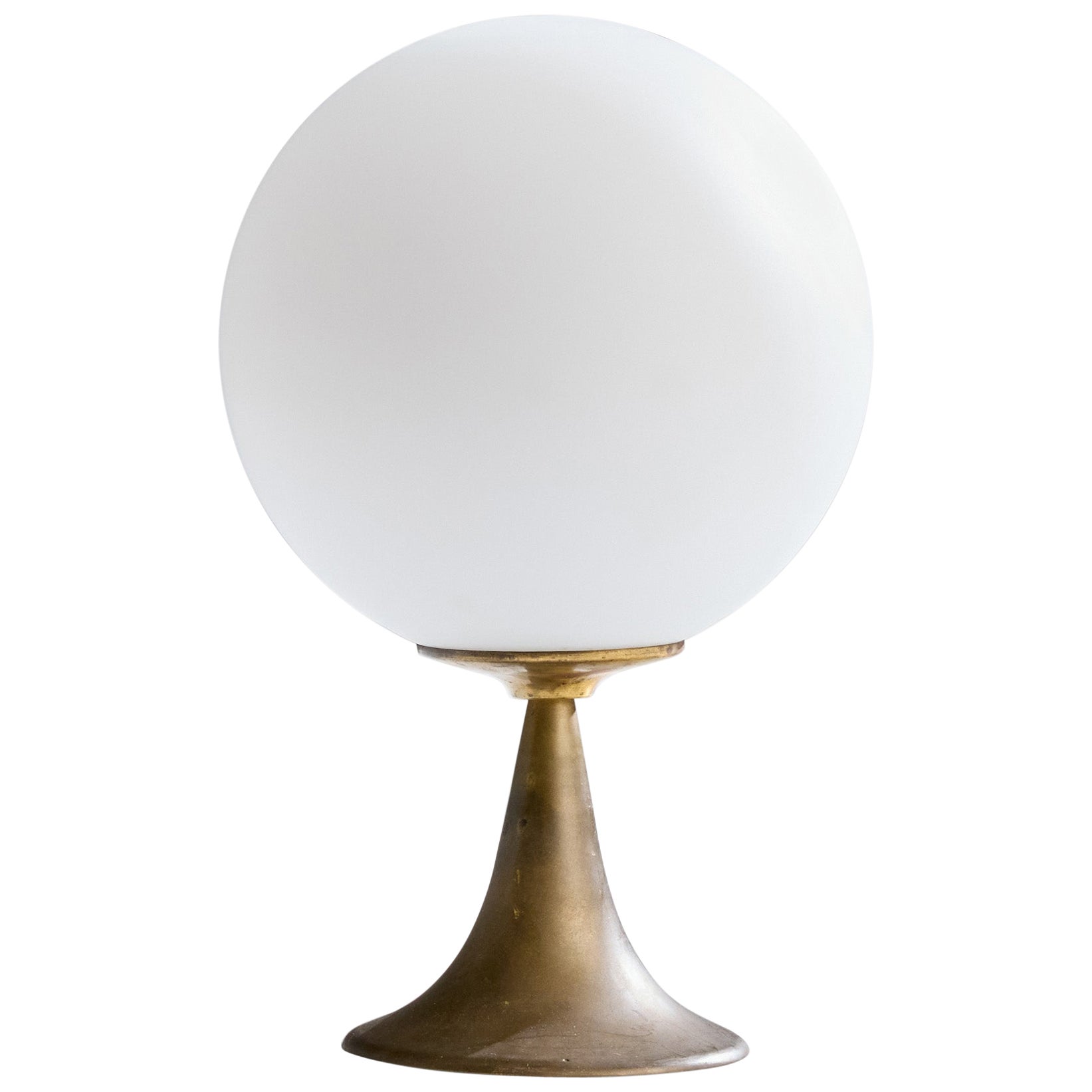 Italian Designer, Table Lamp, Brass, Glass, Italy, 1960s