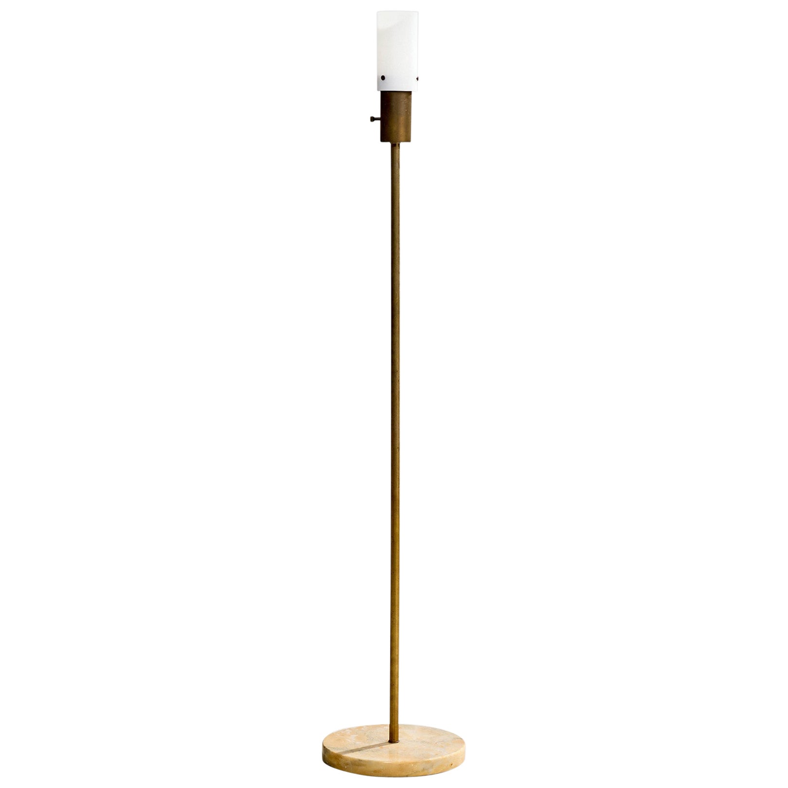 Italian Designer, Floor Lamp, Brass, Marble, Glass, Italy, 1950s