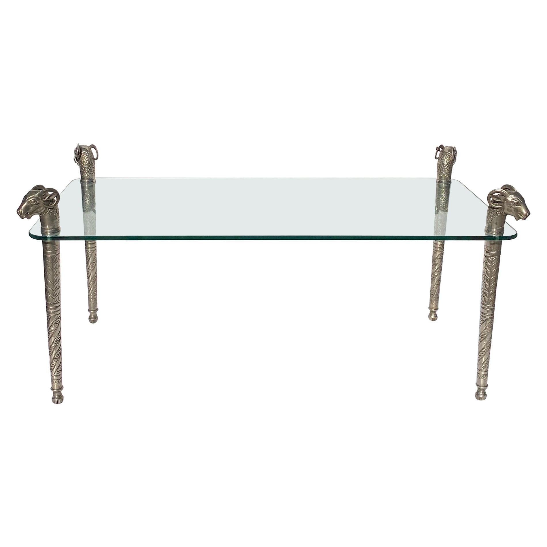 Table basse d'appoint rectangulaire tête de bélier style Boho Maximalist des années 1970