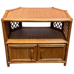 Late 20th Century Small Bamboo Rattan Console or Side Table