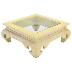 Large Square Figural Base Lacquer Coffee Table