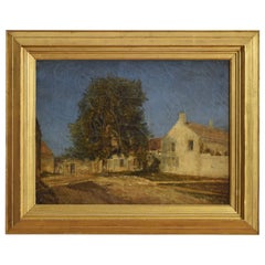 Französisches Öl auf Leinwand, Großer Baum und Bauernhaus in der Provinz, 2. bis 3.