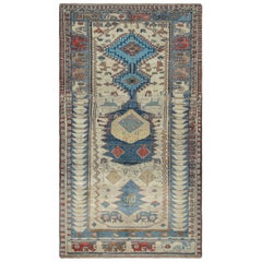 Vintage Gabbeh Persian Tribal Rug, Blue with Geometric Patterns - Rug & Kilim
