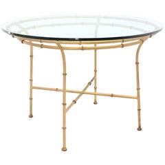 Faux Bamboo X Base Round Dining Table
