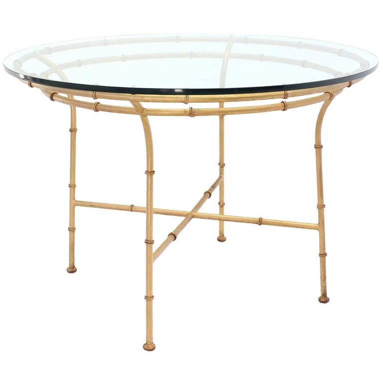 Faux Bamboo X Base Round Dining Table For Sale