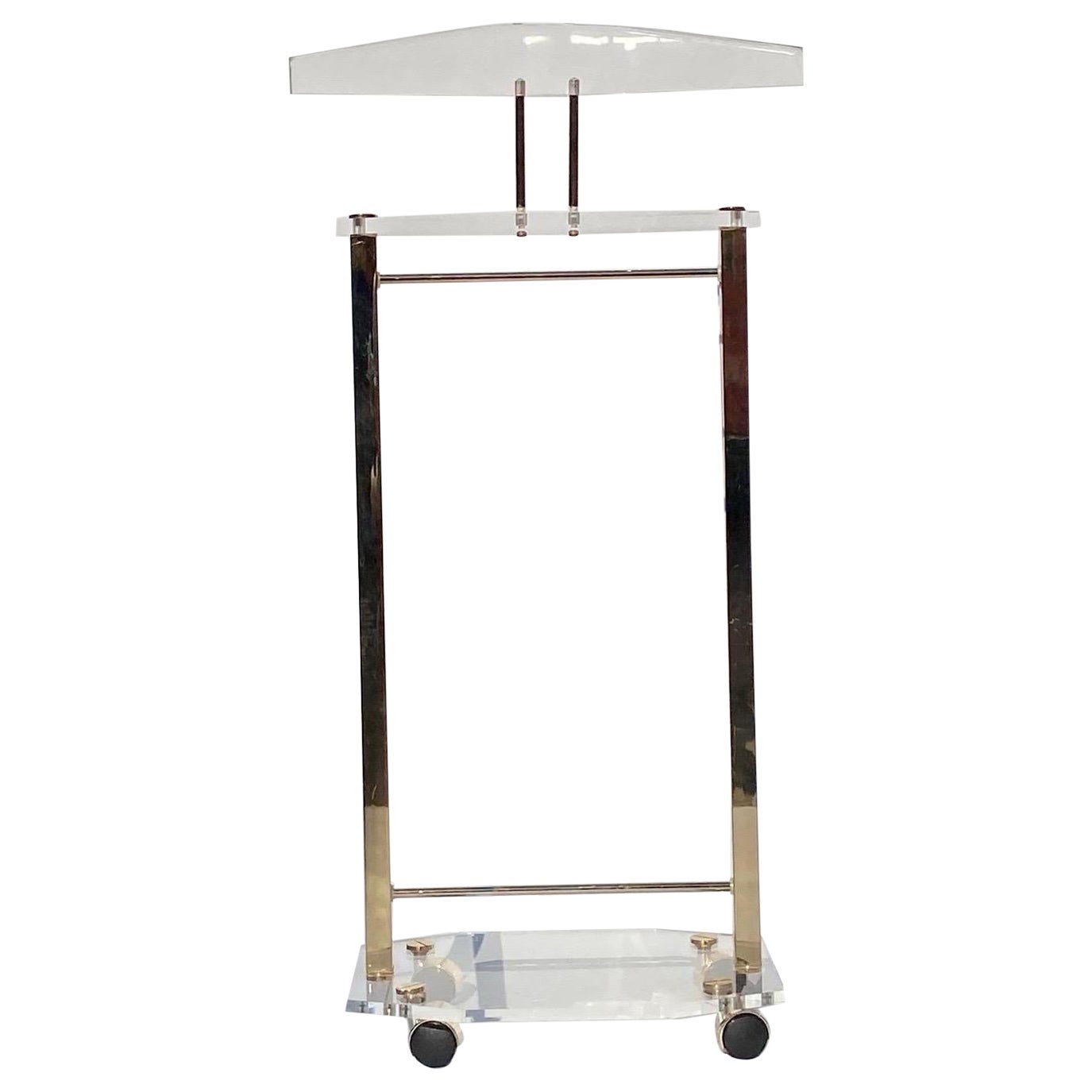 1970er Jahre Lucite Messing Valet Kleiderständer Postmoderne Hollywood Regency Garderobe Bedroo im Angebot