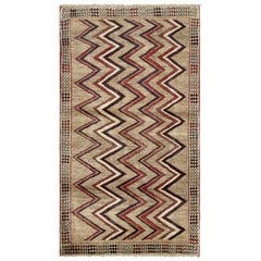 Vintage Gabbeh Tribal Runner, Persian Rug in Taupe with Chevrons - Rug & Kilim