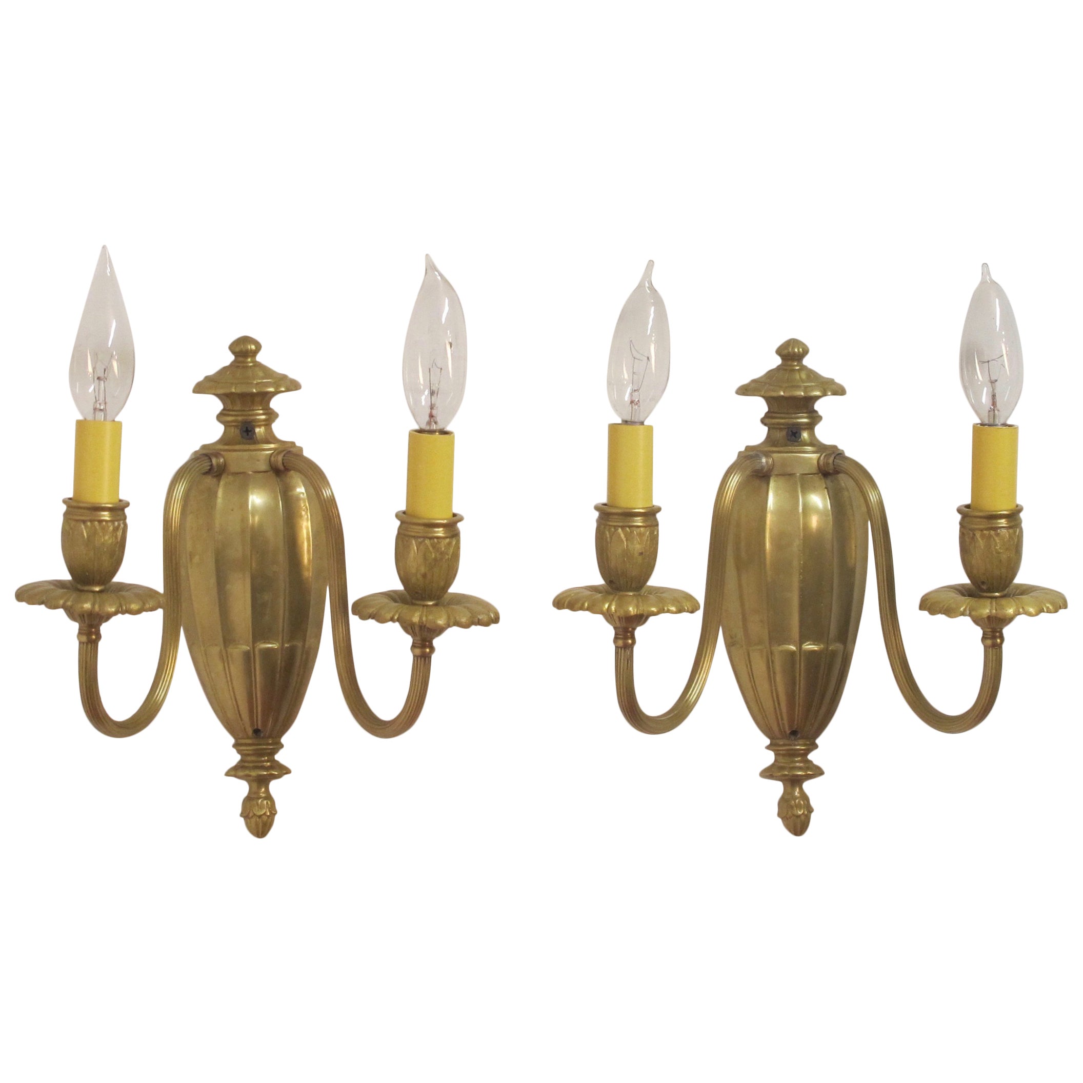 Pair of Brass Sconces at 1stDibs