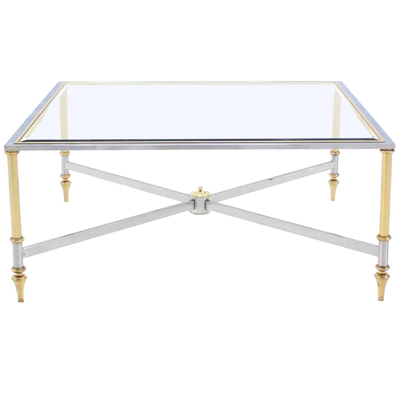 Square X Base Mid-Century Modern Coffee Table For Sale