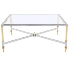 Vintage Square X Base Mid-Century Modern Coffee Table