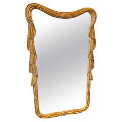 Miroir drapé Art Nouveau français dramatique en forme de rideau
