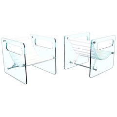 Italian "Naked" Glass Lounge Chairs by Giovanni Tommaso