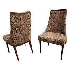 Handsome Pair Kipp Stewart for Calvin Walnut Dining Chairs Mid-Century Modern