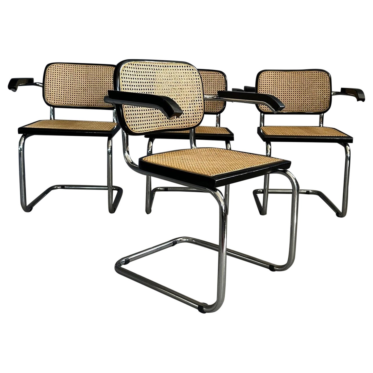 4 poltrone in stile Cesca, circa anni '70, seduta e schienale in Vienna in vendita