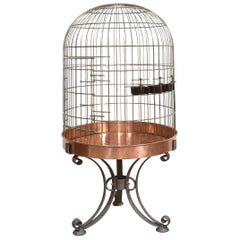 Substantial brass and copper bird cage