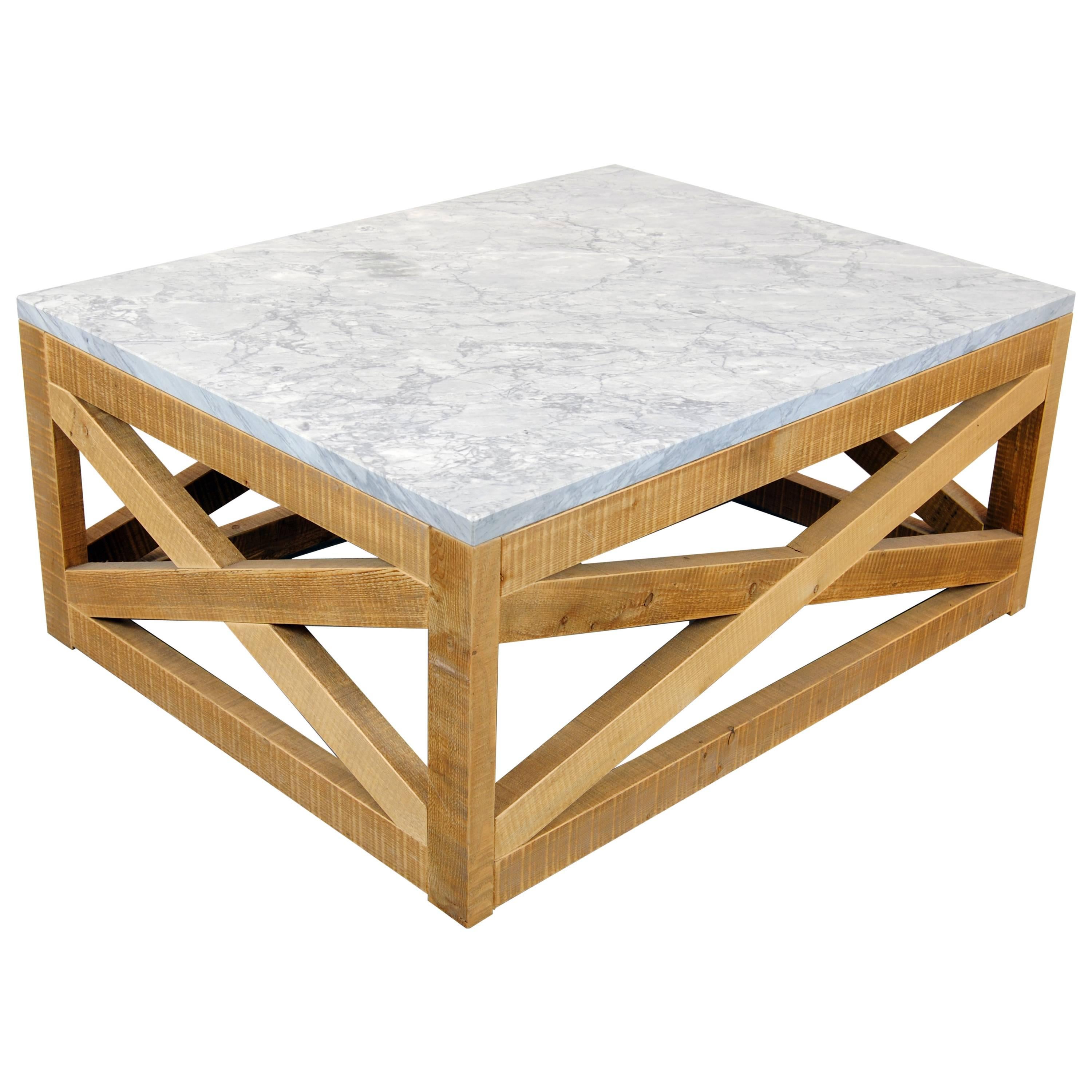 Marble and Wood Coffee Table by Michelangeli, Italy For Sale