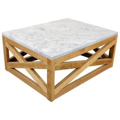 Marble and Wood Coffee Table by Michelangeli, Italy