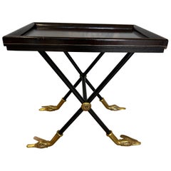 Tooled Leather Top Side Table by Maitland Smith, Hollywood Regency, Mid-Century