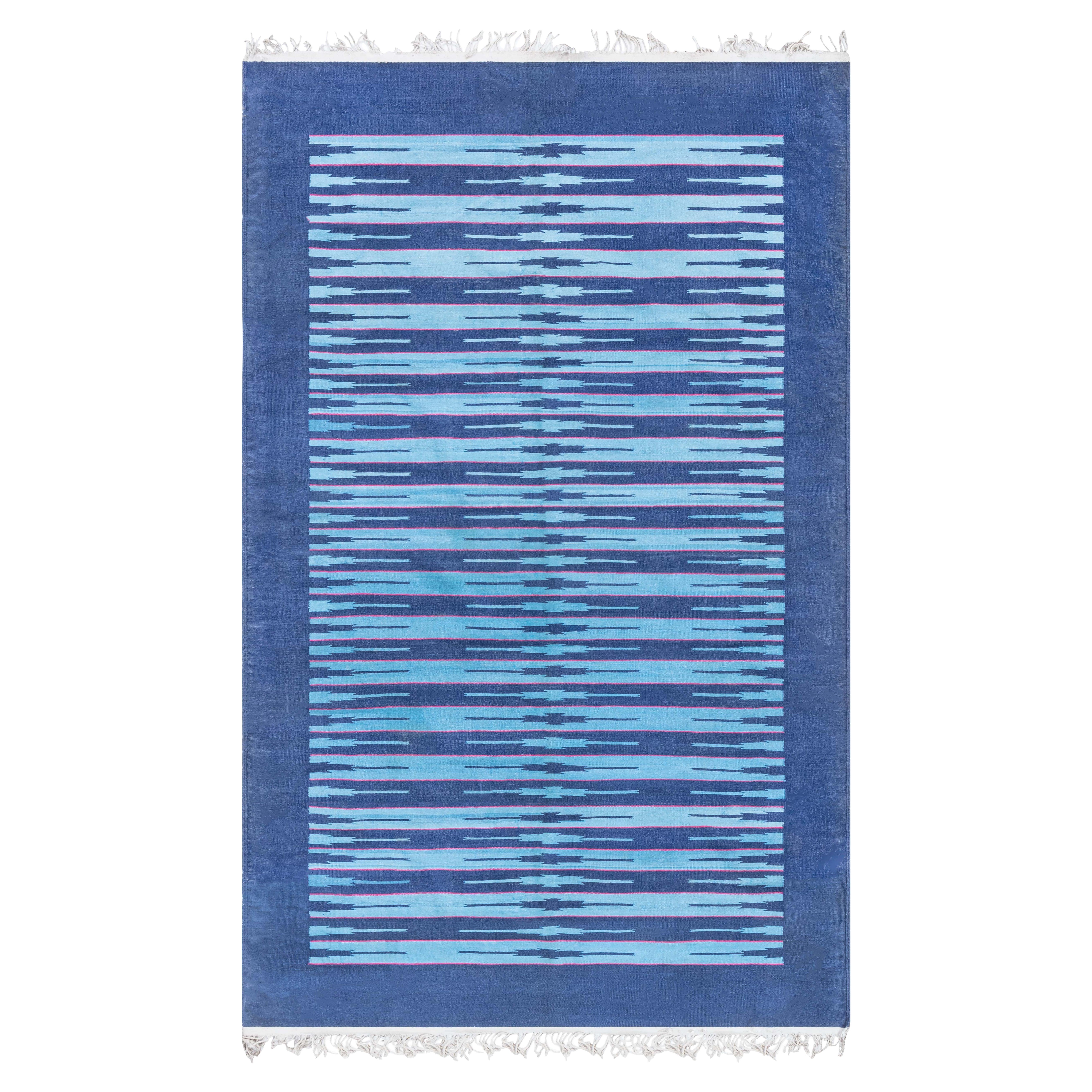 Vintage Indian Blue Dhurrie Rug Doris Leslie Blau