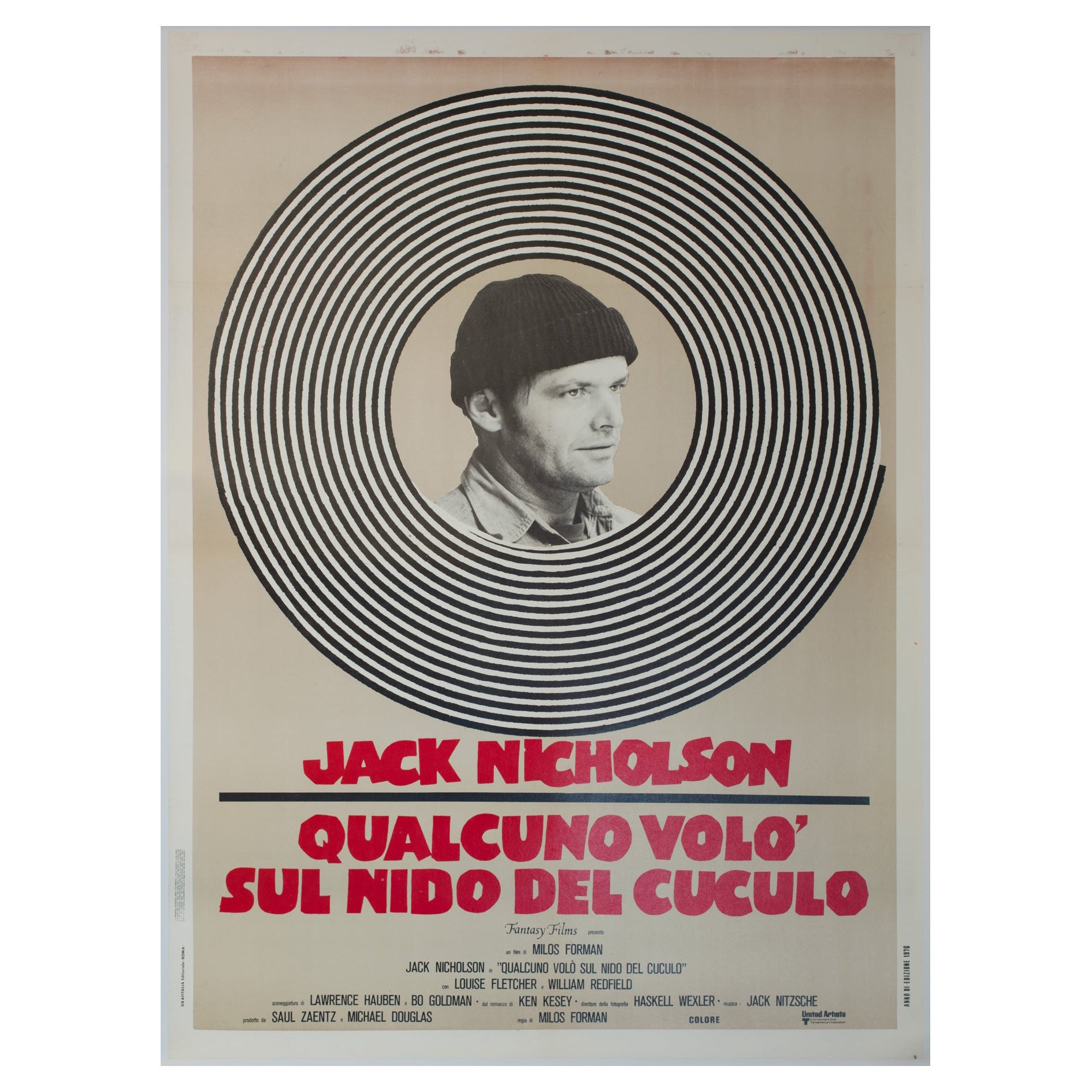 One Flew Over the Cuckoo's Nest 1976 Cartel de la película italiana 2 Foglio