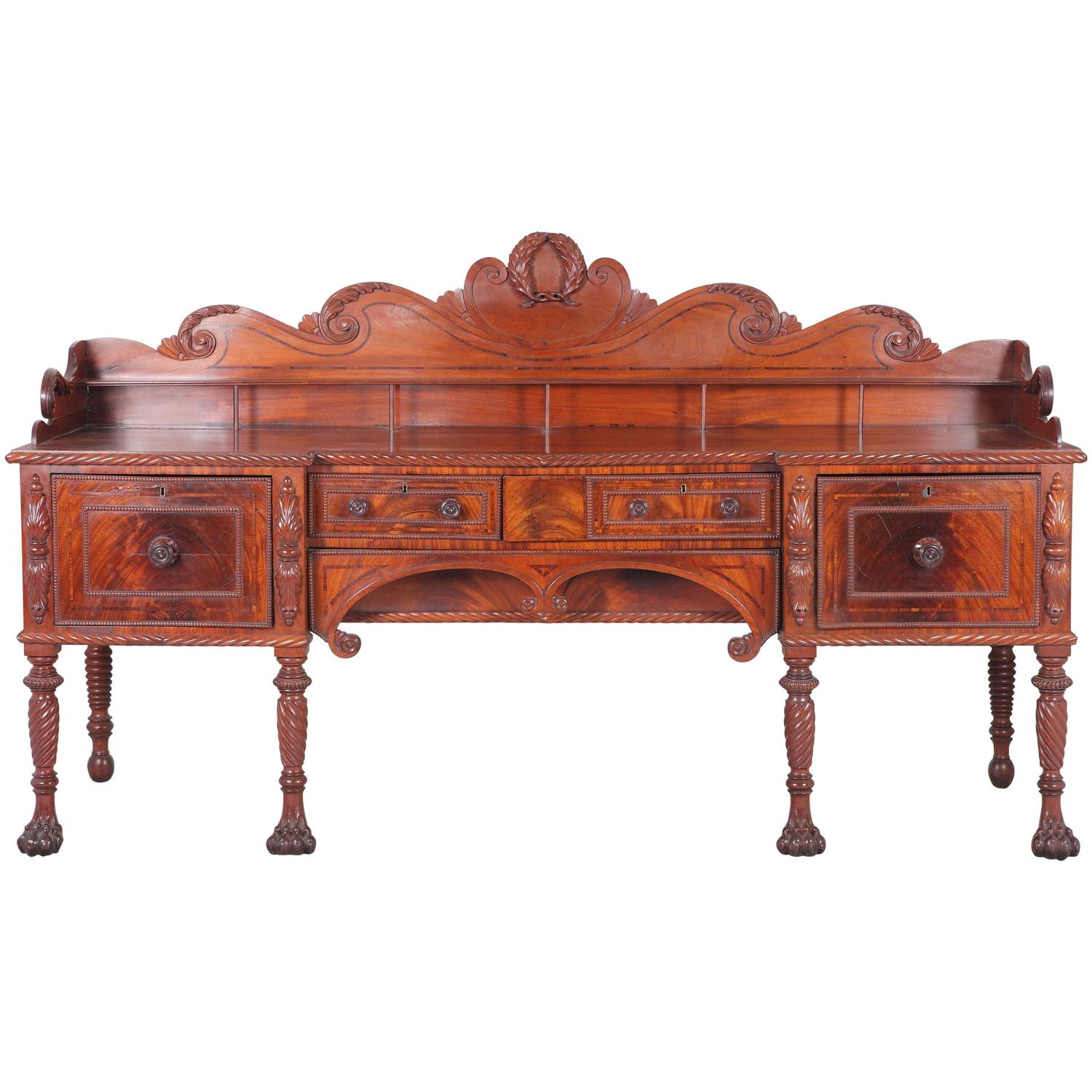 Antique 19th Century Irish Mahogany Sideboard For Sale at 1stdibs