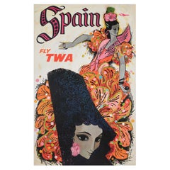 Affiche publicitaire de la TWA Espagne des années 1960, David Klein