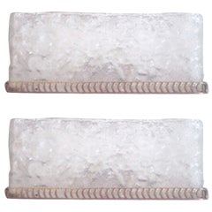 Paar italienische Mid-Century-Modern-Wandleuchter aus mundgeblasenem Murano-Eisglas von Mazzega