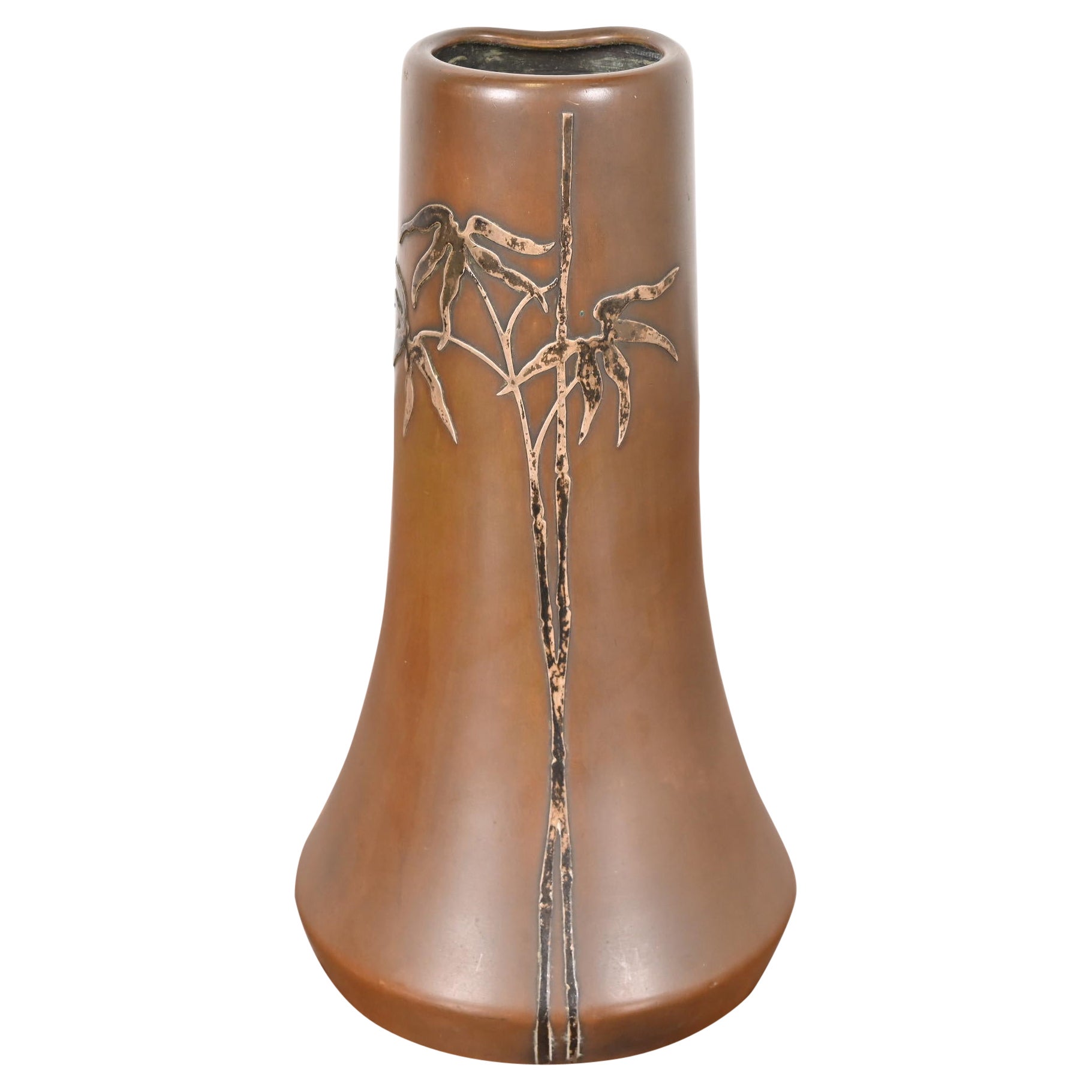 Vase Heintz Arts & Crafts en argent sterling sur bronze
