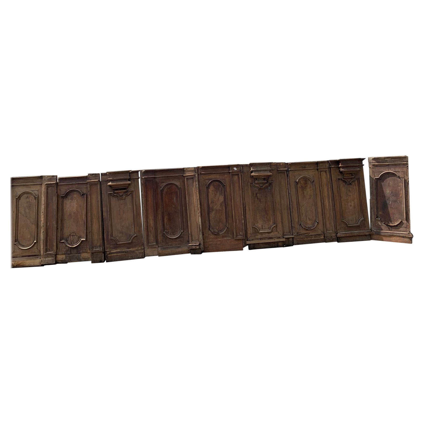 Carved walnut panel boiserie, Italy For Sale