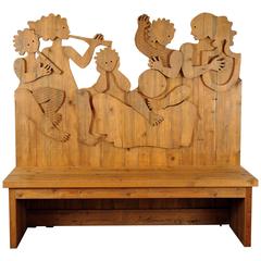 Artisan Solid Wood Bench by Michelangeli, Italy 3