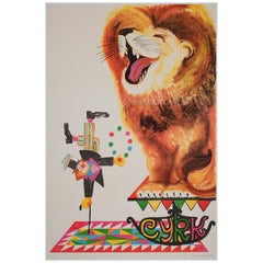Cyrk Polish Circus Poster Clown and Lion R1982, Miedza-Tomaszewski