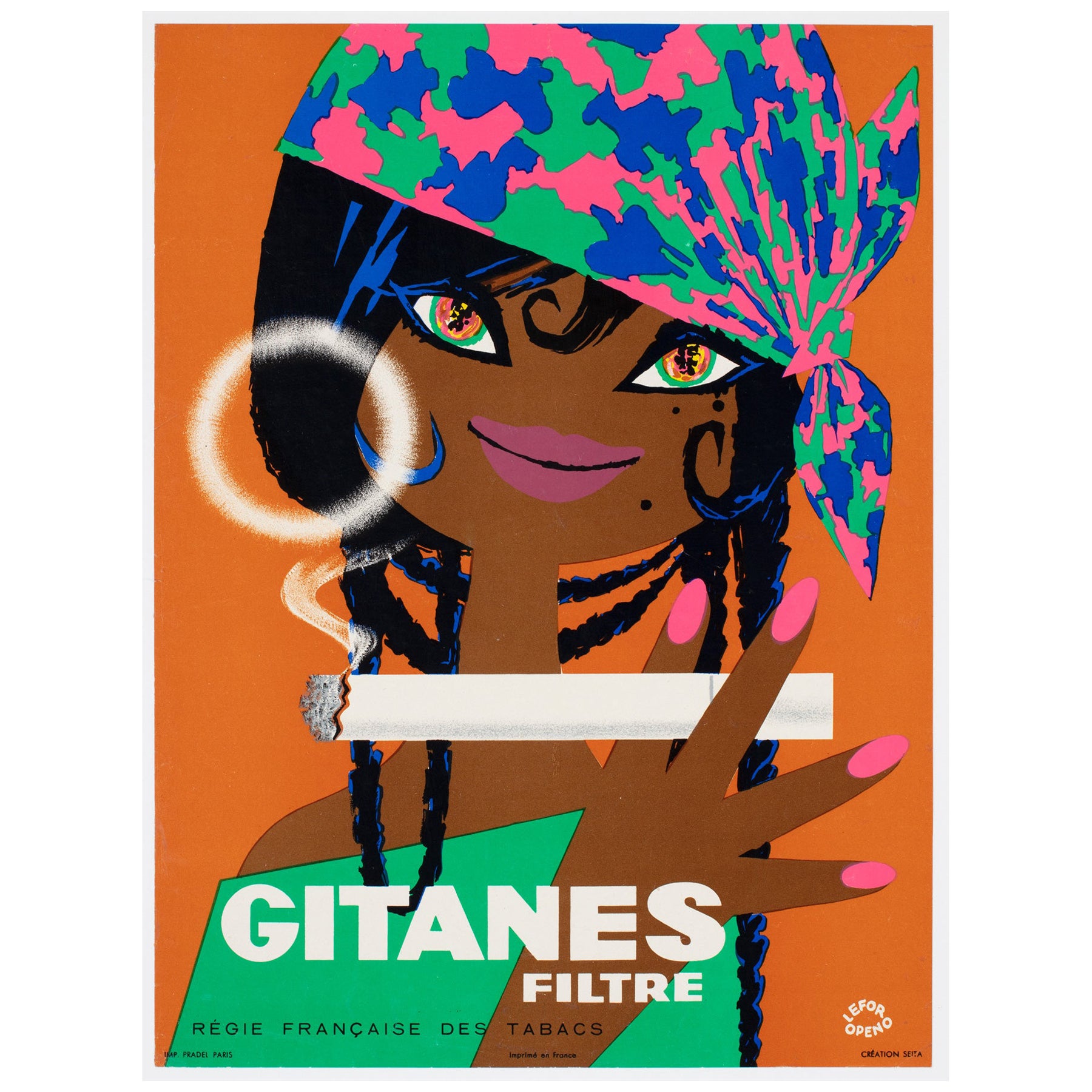 Gitanes c1960 French Cigarette Advertising Poster, Lefor Openo