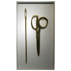 Huge Solid Brass Needle and Scissor