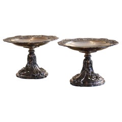 Pair of silver-plated metal cups, France, 19th century