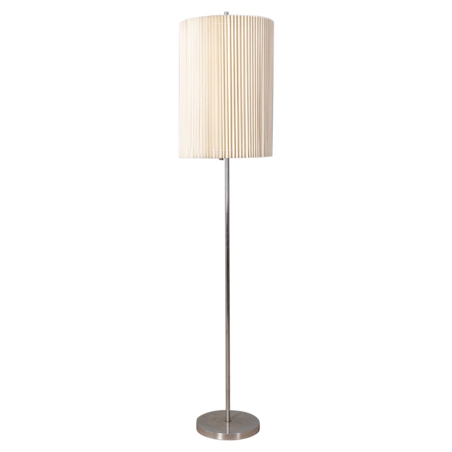 Vintage 60's floor lamp in metal and pleated lampshade Italian design For Sale