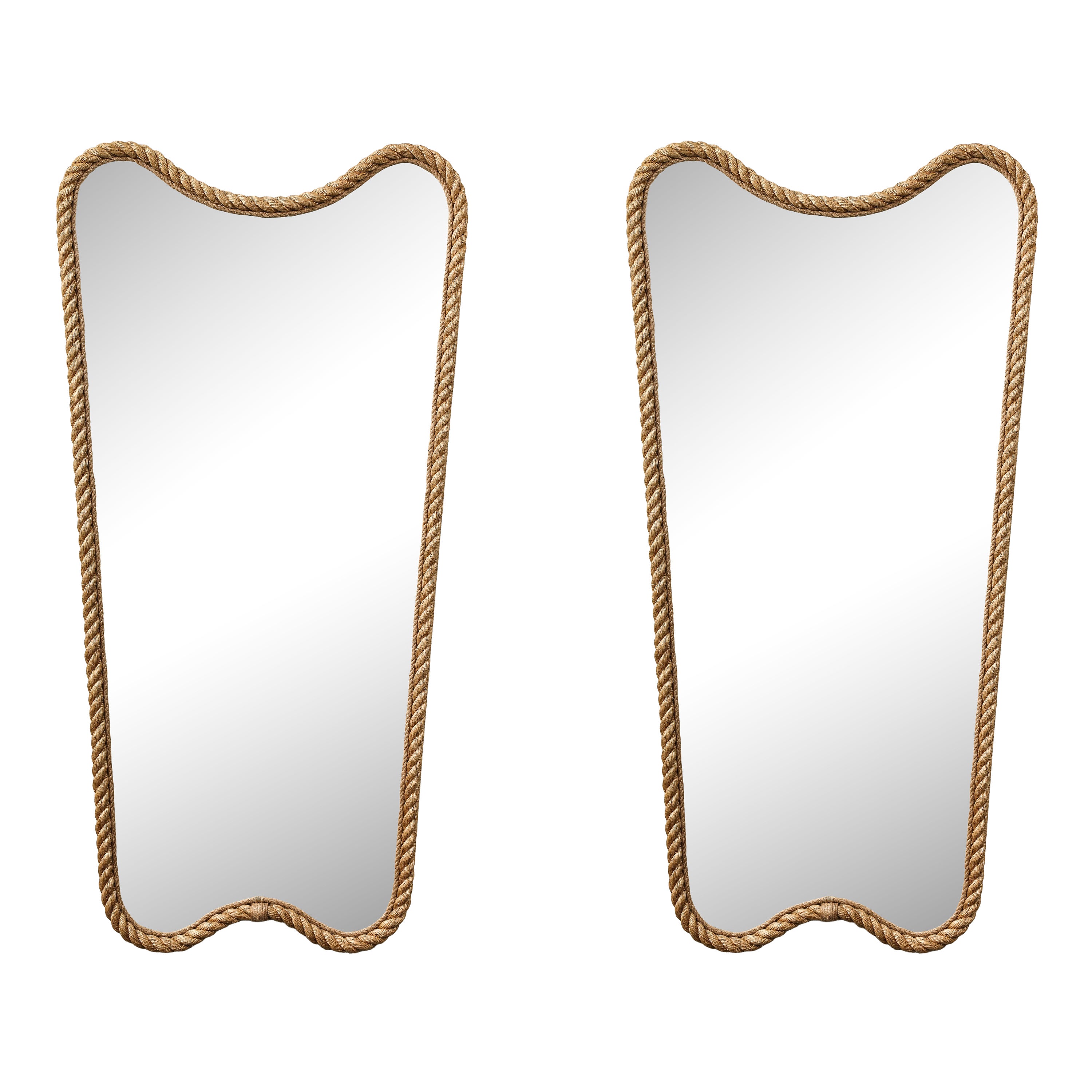 Pair of Spectacular Adrien Audoux Frida Minet Elliptic Rope Mirrors For Sale