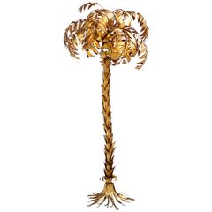 Beautiful Golden, 1970s Palm Tree Floor Lamp by Hans Kogl, Gilt Metal, Germany