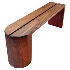 Solid Walnut Bench with Full Padauk Wood Bottom