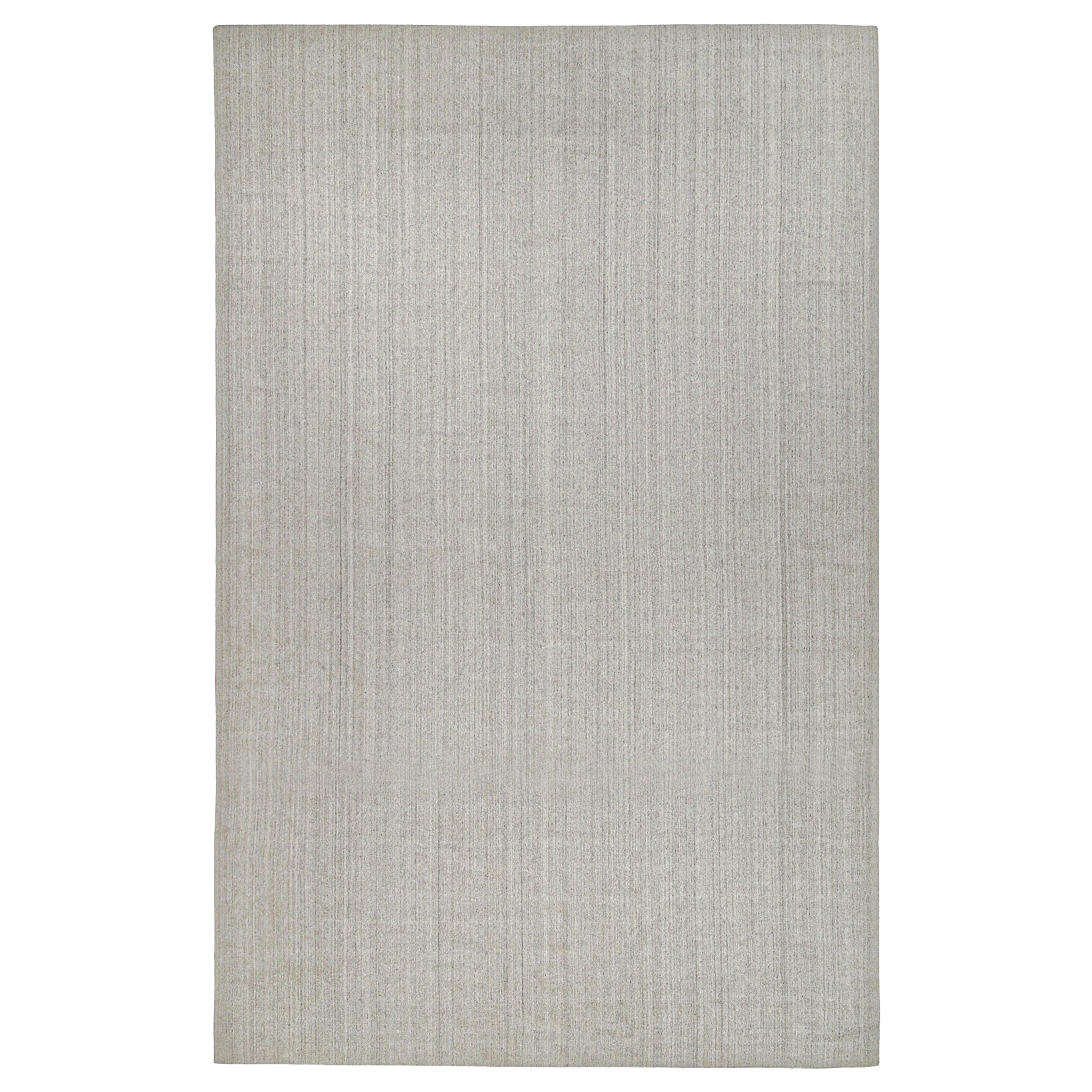Alfombra moderna de Rug & Kilim en gris sólido y rayas blanco roto