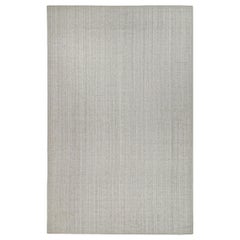 Alfombra moderna de Rug & Kilim en gris sólido y rayas blanco roto
