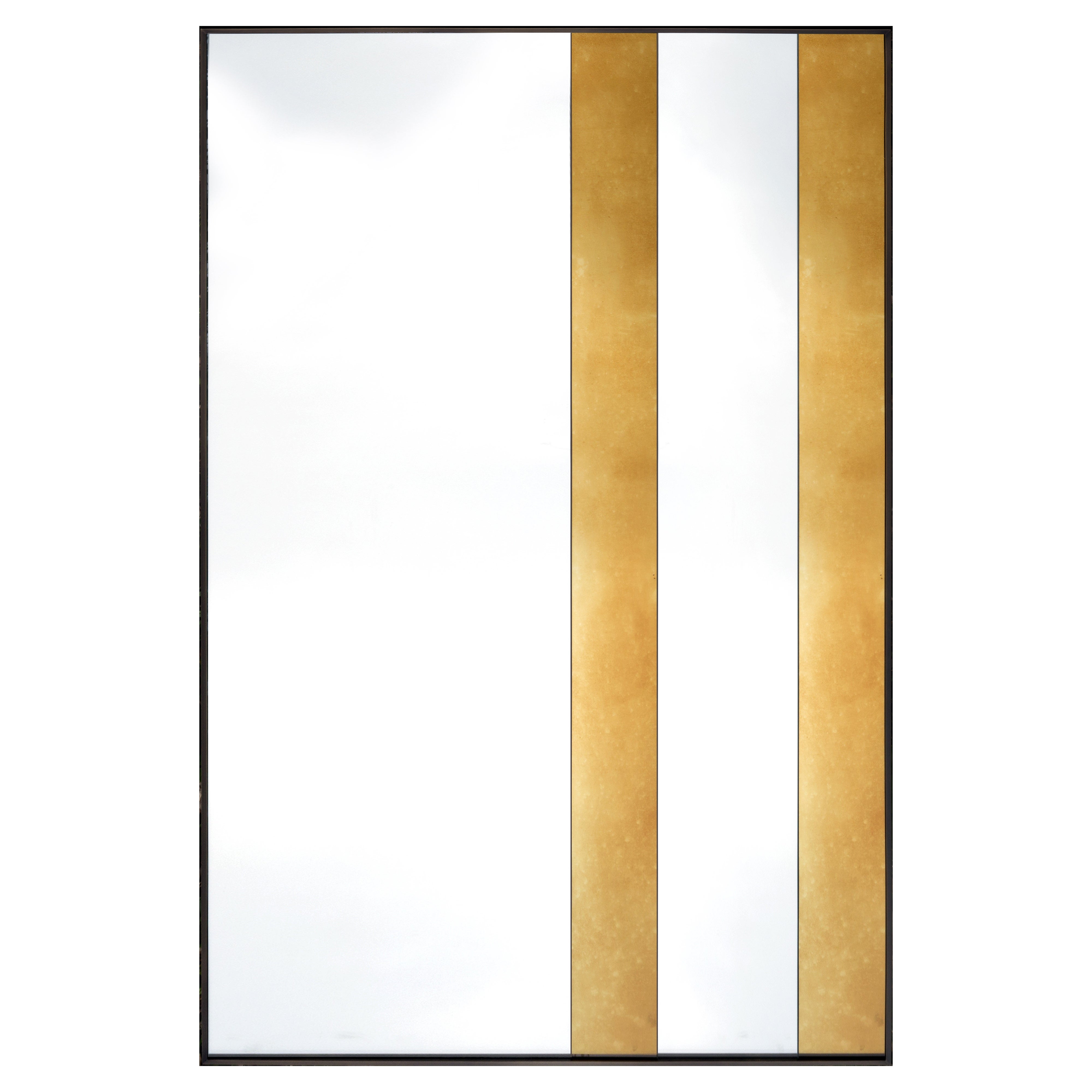 Specchio in vetro a strisce, specchio da terra in ottone e strisce dorate Antique Mirror by Casa Casati in vendita