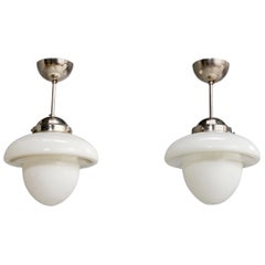 Asea, Pendant Lights, Glass, Chrome, Sweden, 1930s