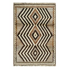 Vintage Gabbeh Persian Rug, Brown & Cream with Geometric Patterns - Rug & Kilim