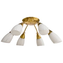 Itsu, Flush Mount, Brass, Glass, Finland, 1950s