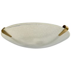 Designer tedesco, montatura da incasso, ottone, vetro, Germania, anni '50