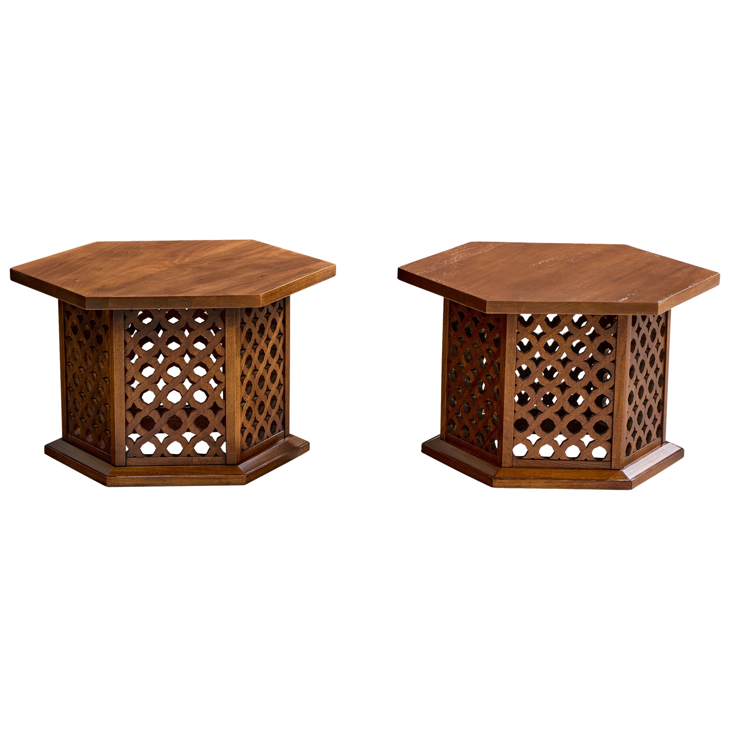 American Designer, Side Tables, Walnut, USA, 1950s