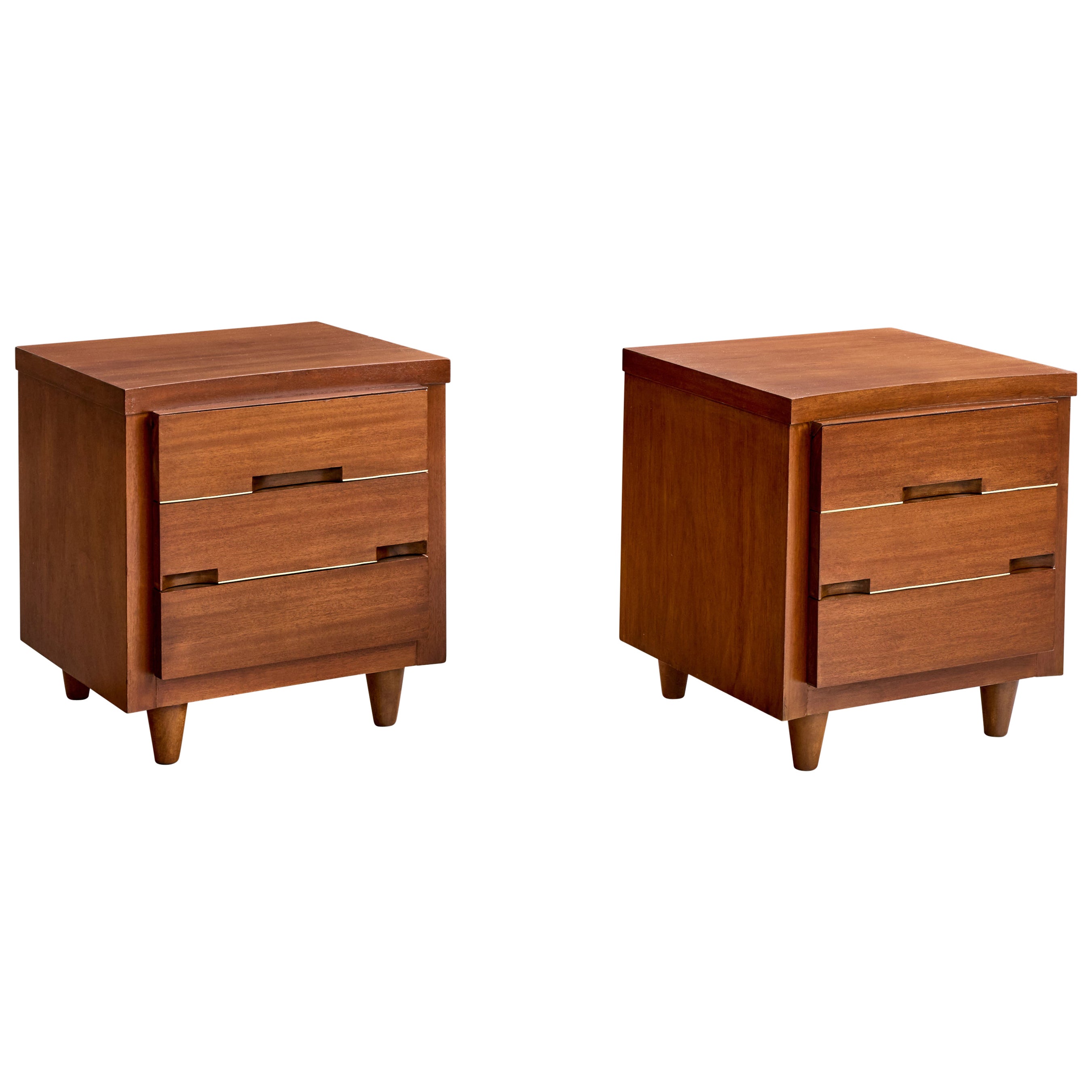 Red Lion Furniture, Nightstands, Walnut, USA, 1950s