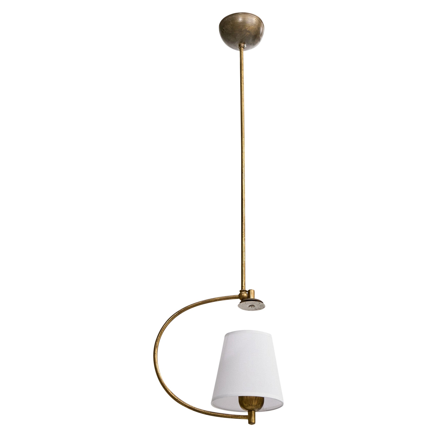 Ernst Voss, Pendant, Brass, Fabric, Denmark, 1940s