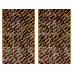 Vintage Zeki Müren Rug Pair in Ochre and Black Geometric Patterns - Rug & Kilim
